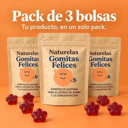 Pack de 3 bolsas de Gomitas Felices, 90 días de programa